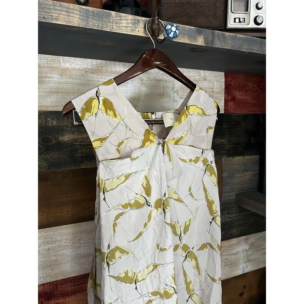 Valentino Dress Silk SS2022 Bird Floral Drape Dress MIDI Tank Beige Size 38 - Picture 2 of 11